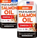 StrellaLab Wild Alaskan Salmon Oil Bundle – Omega 3 for Skin, Coat, Itch & Allergy Relief + Hip, Joint, Immune & Heart Support – EPA & DHA Fatty Acids – 40 Fl Oz Liquid Total – Made in USA