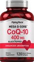 Piping Rock CoQ10 400mg Softgels | 120 Count | Enhanced Absorption with Black Pepper | Non-GMO, Gluten Free Supplement