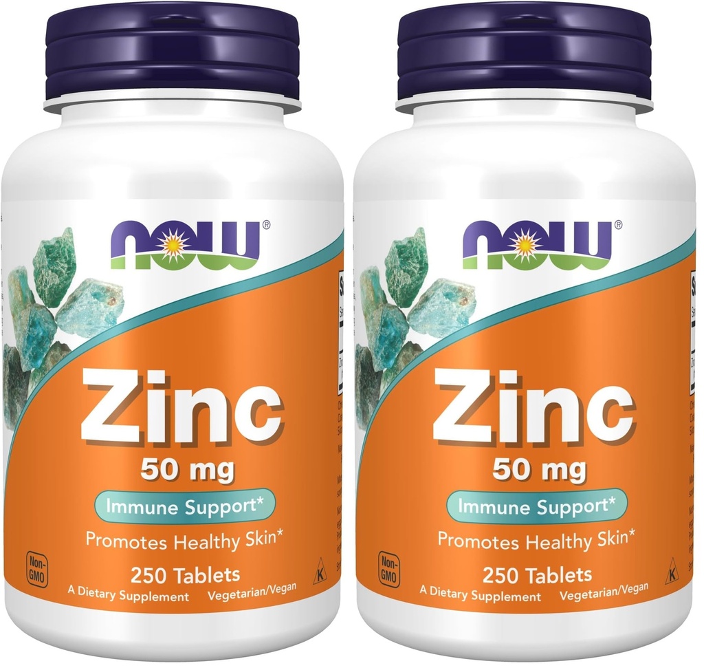 Now Supplements, Zinc 50 mg, Tablets 250 Count (Pack of 2)