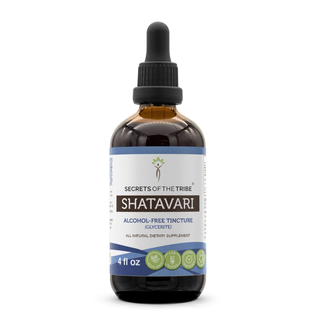 Secrets of the Tribe Shatavari Alcohol-Free Liquid Extract, Shatavari (Asparagus Racemosus) Dried Root (4 FL OZ)