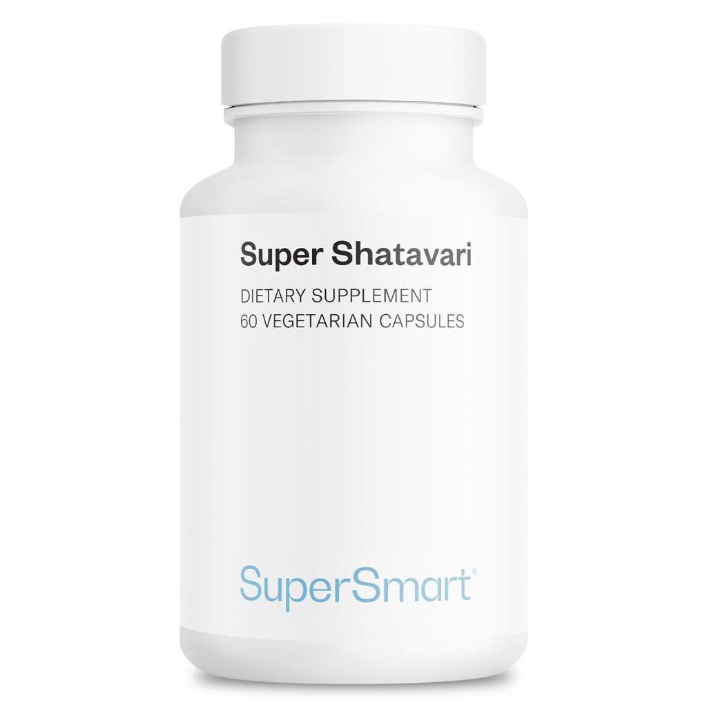 Supersmart Super Shatavari (High Potency) - with Patented Aspurus Shatavari Root Extract Supplement for Women Support | Vegan & Gluten Free - 60 Vegetable Capsules