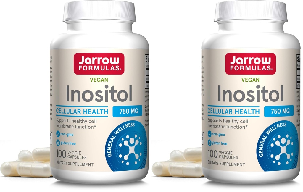 Jarrow Formulas® Inositol 750 mg,Dietary Supplement,Liver Support for Cellular Health and General Wellness,100 Veggie Capsules,Up to a 100 Day Supply,(Pack of 2)