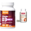 Jarrow Formulas Vitamin D3 125 mcg 100 Softgels & Zinc Balance 15 mg 100 Veggie Caps - Bone, Immune & Calcium Metabolism Support