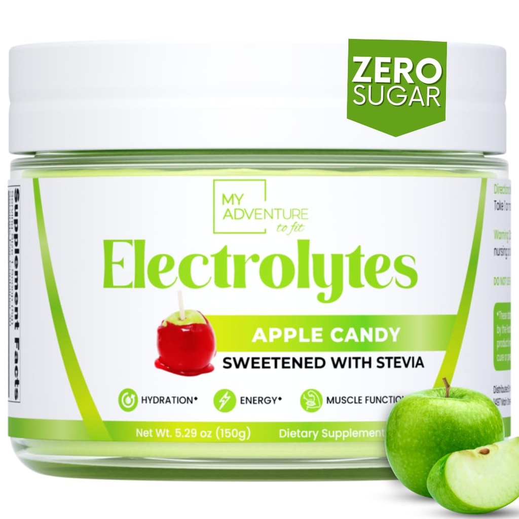 Zero Sugar - Apple Candy Electrolytes Powder - Menyegarkan Hidration - Caffeine Free Energy with All Natural Ingreations - Vegan, Keto, and Paleo - Sugar Free Electrolytes Drink Mix - with 30 Servings