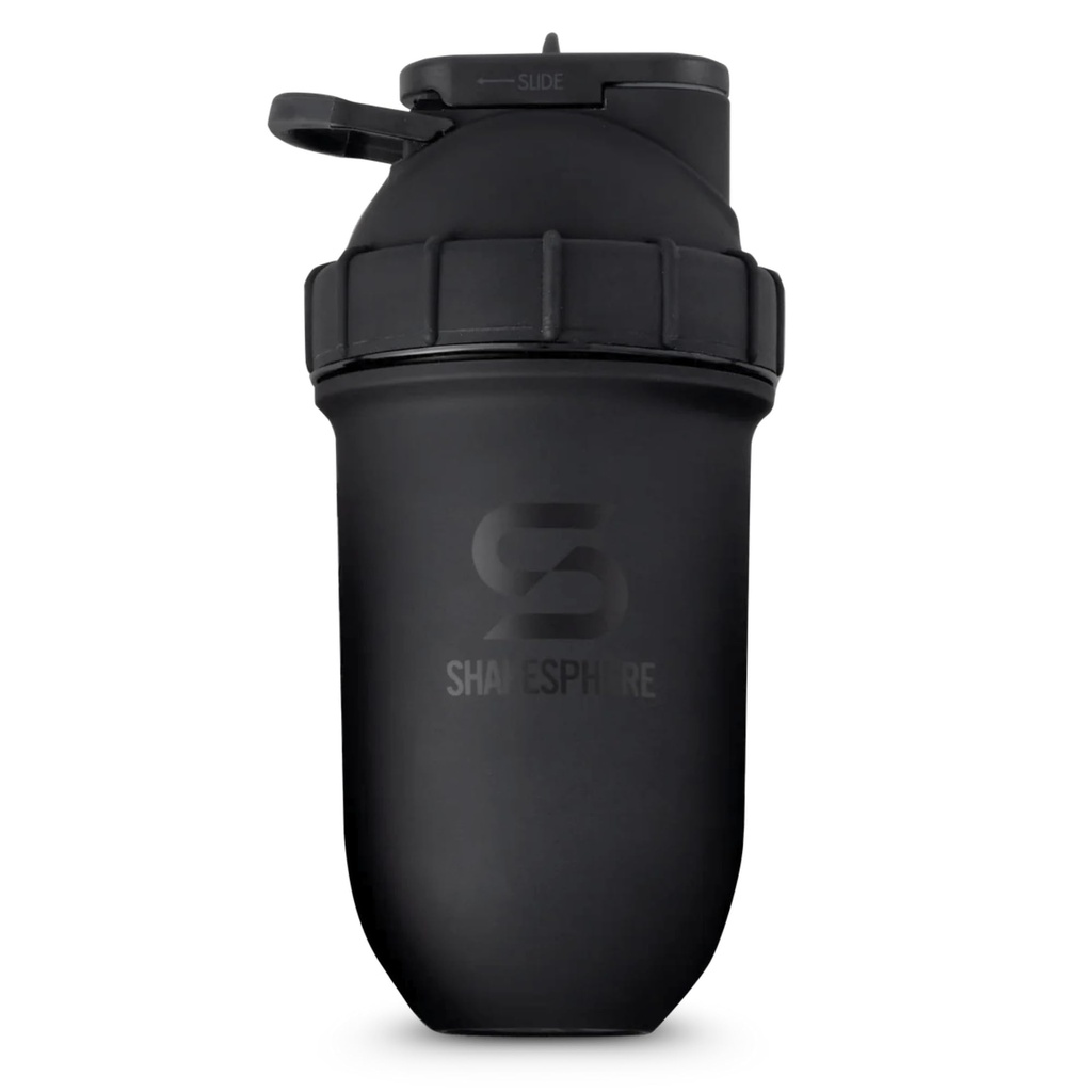 SHAKESPHERE Stainless Steel Shaker Bottle - 24oz Insulated Protein Shaker Bottle for Hot & Cold Drinks - Ideal for Shakes & Smoothies, Leak-Proof, BPA-Free, No Mixer Ball Needed, Matte-Black