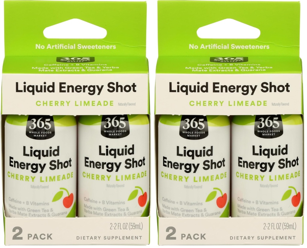 365 by Whole Foods Market Energy Shot Duo Pack, Cherry Limeade, 2 Fl Oz (Pack of 2)