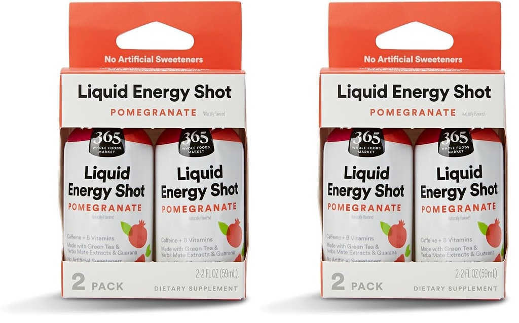 365 by Whole Foods Market Energy Shot, Pomegranate, 2 Fl Oz, 4 Pack