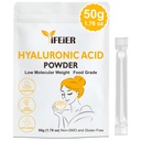 iFEiER Hyaluronic Acid Powder | Low Molecular Weight Food Grade Hyaluronic Acid | 50g(1.76oz) Sodium Hyaluronate Powder | HMW LMW HA | Skin Hydration and Joint Lubrication Supplements