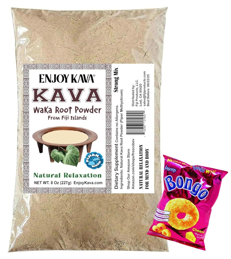 Enjoy Kava® KAVA (1/2 LB - 227G) Kava Root Waka - Get A Free Bongo Snack...