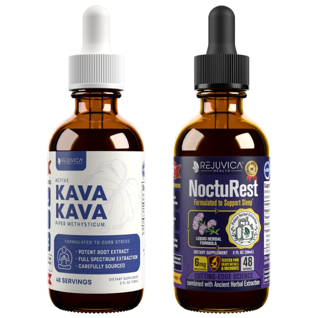 Rejuvica Health Active Kava Kava + Nocturest - Advanced Calm & Sleep Support Bundle - Liquid Delivery for Better Absorption