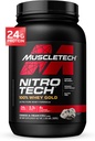 MuscleTech Whey Protein Powder, Nitro- Tech Whey Gold Protein Powder, Whey Protein Isolate Smoothie Mix, Powder Protein untuk Perempuan & Men, Cookies and Cream, 2 lb (28 lb) - paket mungkin bervariasi