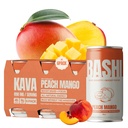 Bashi - Kava Drink Experience - 890MG of Kava, Alcohol Alternative, Natural Relaxation & Stress Relief - Plant-Based Kava Extract - Non-Alcoholic, Caffeine Free - Peach Mango 8oz - 6 Pack