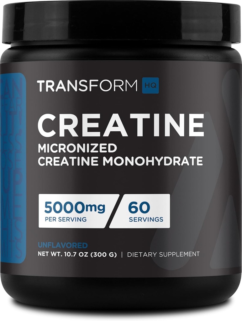 TransformHQ kreatīnmonohidrāts pulveris (60 Servē) Neuzliesmojošs - 5000mg Per Servē