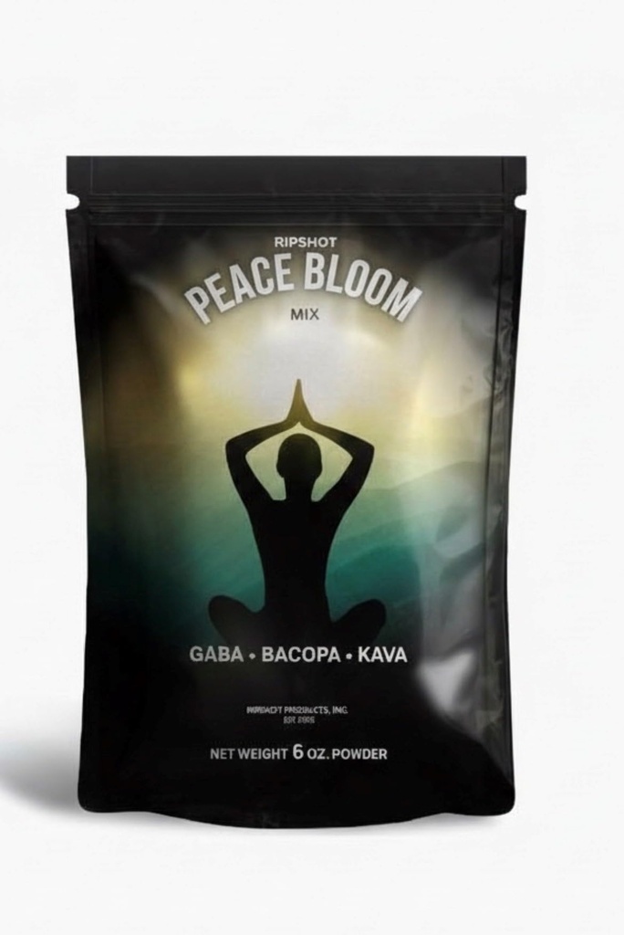 Peace Bloom Calming Powder Mix with Kava, Bacopa & GABA- Relaxation Drink, Stress Relief, Alcohol-Free