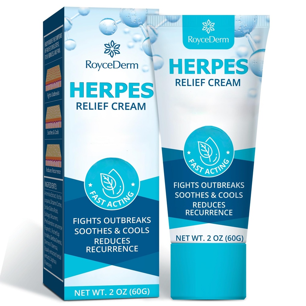 Roycederm Herpes Cream – Soothes Itching, Redness, Discomfort, and Sensitive Areas – Fast-Absorbing & Gentle Formula