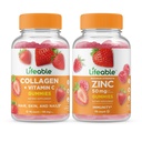 Lifeable Collagen & Vitamin C + Zinc 50mg, Gummies Bundle - Great Tasting, Vitamin Supplement, Gluten Free, GMO Free, Chewable Gummy