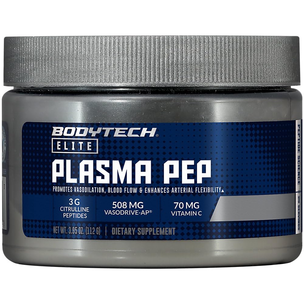 BodyTech Plasma Pep a Peptides Powder with 3g PepForm Citrulline Peptides a Stim-Free Nitric Oxide Booster (3.95 oz./30 Servings)