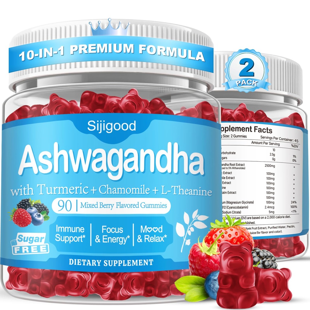 180 Count | Ashwagandha Gummies–Ashwagandha Supplements with L-Theanine & GABA–Support zzZ, M♡♡d, Relaxation, Daily Balance, Mind-Body Wellness for Women & Men