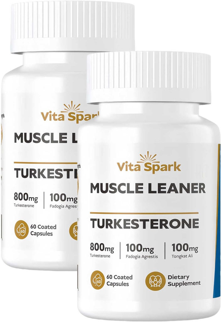 Turkesterone Muscle Leaner - High Potency Men's Supplement with Tongkat Ali & Fadogia Agrestis for Workout, Support Performance Energy Vitality Stamina Strength | 120 Capsules
