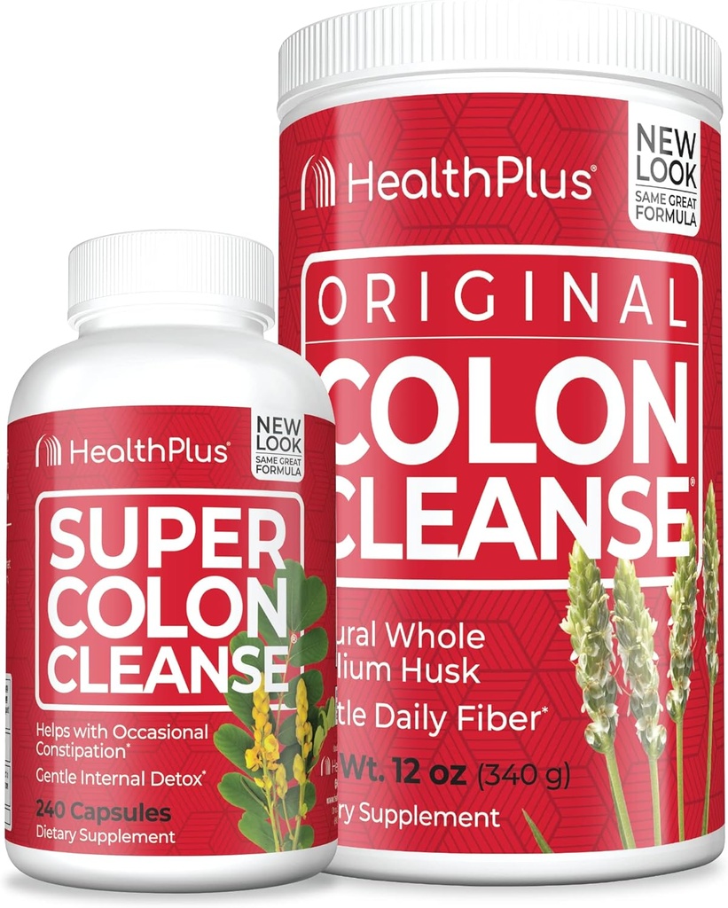 Health Plus Super Colon Cleanse (240 cápsulas) e Colon Cleanse (12 onzas / 48 servizos)