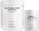 Codeage Multi kollageenvalgu kapslid & Multi kollageenvalgu pulber Komplekt | Multi kollageenpillid, kollageeni tüüp I, II, II, V & X, 90 Count | Multi kollageenpeptiidid - puhas, hüdrolüüsitud, 20 oz