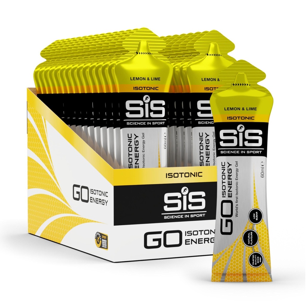 Science in Sport GO Isotonic Energy Gel - Fast-Acting Liquid Carbohydrate Gel for Instant Energy - Sports Nutrition - Gluten-Free & Vegan - Lemon & Lime Flavor - 30 Count