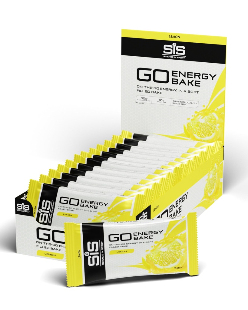SiS GO Energy Bakes - High-Carbohydrate Bar - 30g Dual-Source Carbohydrates - 2:1 Glucose to Fructose Ratio - Sports Nutrition Energy Bar - Lemon Flavor - 12 Count