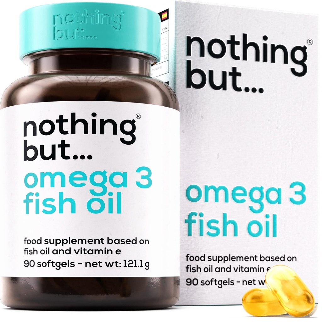 Omega 3 Fish Oil Natural Supplement 1000 mg - Heart Health, Brain, and Joint Support with Vitamin E, DHA and EPA - Easy to Swallow Burpless 90 Softgels