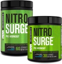 Jacked Factory NITROSURGE Pre Workout Supplement - Energy Booster, Instant Strength Gains, Clear Focus & Intense Pumps - NO Booster & Powerful Preworkout Energy Powder - 90 Portionen, Blue Raspberry