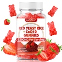 softbear Red Yeast Rice with CoQ10 Gummies, Organic Red Yeast Rice Supplement 1200mg with CoQ10 200mg for Women & Men, Sugar Free/Vegan/Non-GMO, Strawberry Flavor, 60 Count