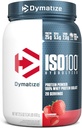 Dymatize ISO100 Wei Proteïnepoeder Isolaat, Aardbei, 25g eiwit, 5.5g BCAA's, minder dan 120 Cal., Glutenvrij, 1g vet, 1g suiker, 2g Carb (20 Servers)