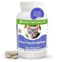 ONLY NATURAL PET Thyroid Support Supplement for Cats - Multivitamin with L-Carnitine & Lemon Balm - Vet Formulated - Helps with Endocrine & Immune Health - Turkey Flavored Chewable - 90 Tablets