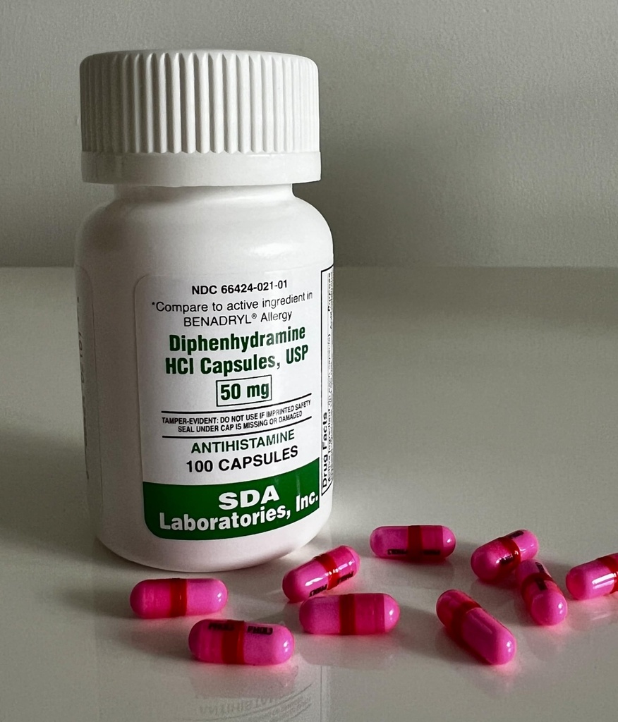 SDA Laboratories Diphenhydramine, 50mg, 100ct
