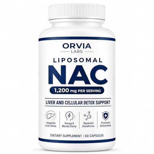 Halpilt ORVIA Labs Liposomal NAC Supplement - Liver Detox Support, Energy & Mental Clarity, Metabolism - Vegan, Non-GMO, Gluten-Free - 60 Capsules