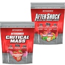 Myogenix Critical Mass Strawberry 5 lbs & Aftershock Fruit Punch 6 lbs – Critical Mass: Whey Protein Powder, Creatine & Glutamine – Aftershock: Recovery Carbohydrates, Protein Powder, & Aminos Stack