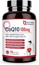 NATURE TARGET CoQ10-100mg-Softgels met 10mg PQQ - High Absorptie Coenzyme-Q10 met Organic-Olive-Oil - Antioxidant for Heart & Brain Health, Cellular-Energy-Production, 120 Servings