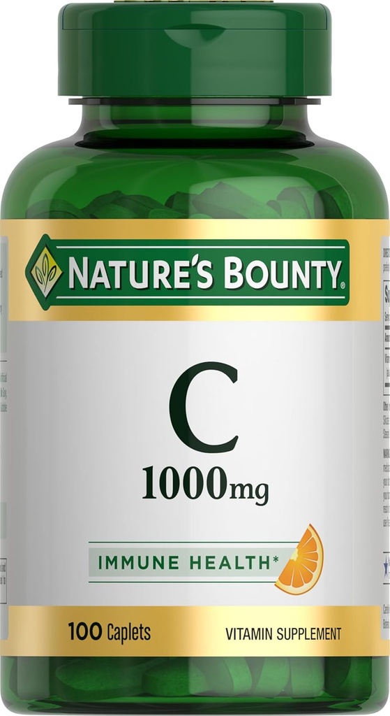 Vitamina C 1000mg da recompensa da natureza, suplemento de suporte imunológico, antioxidante poderoso, 1 pacote, 100 caplets