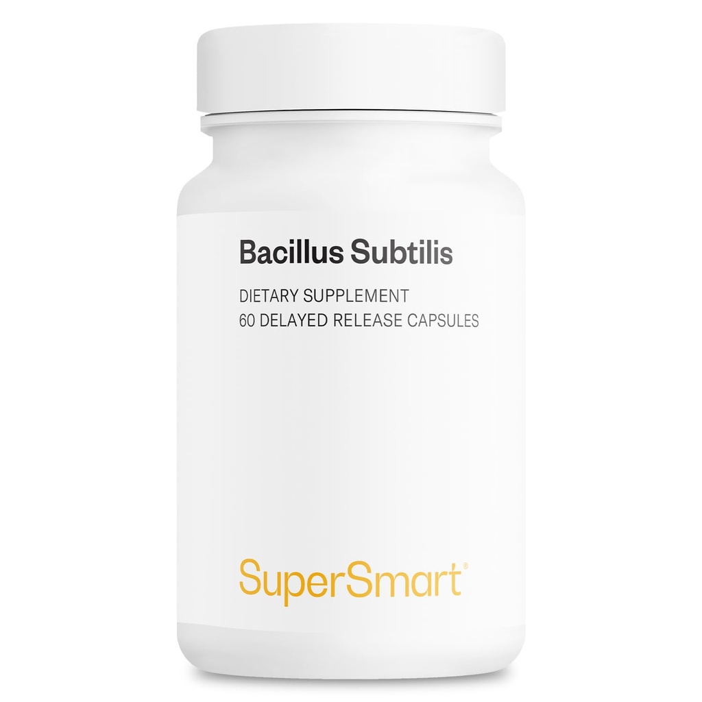 Supersmart - Bacillus Subtilis 3 Billion CFU per Day (High Potency) - Spore Probiotic Supplement | Non-GMO & Gluten Free - 60 DR Capsules