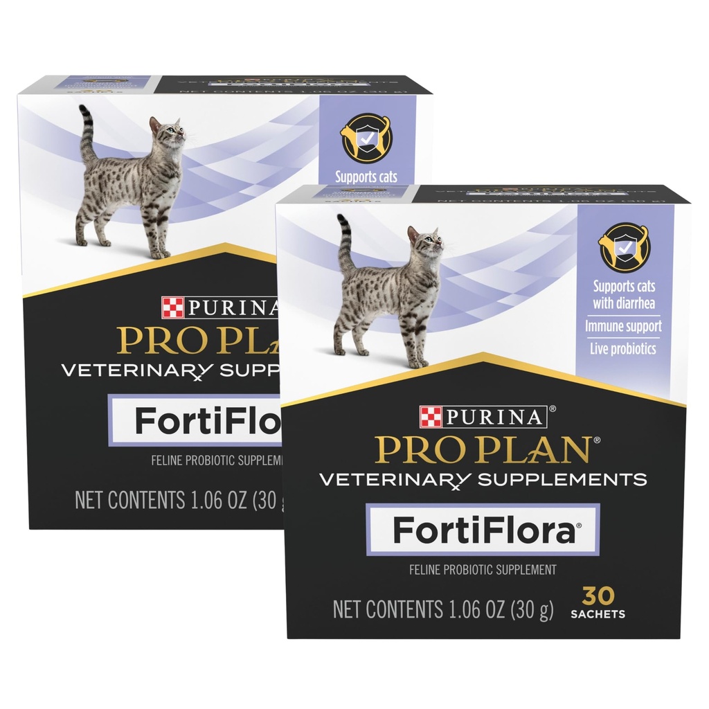 Purina Pro Plan Veterinary Supplements FortiFlora Cat Probiotic Supplement for Cats with Diarrhea 30 ct. Box (Pack of 2)