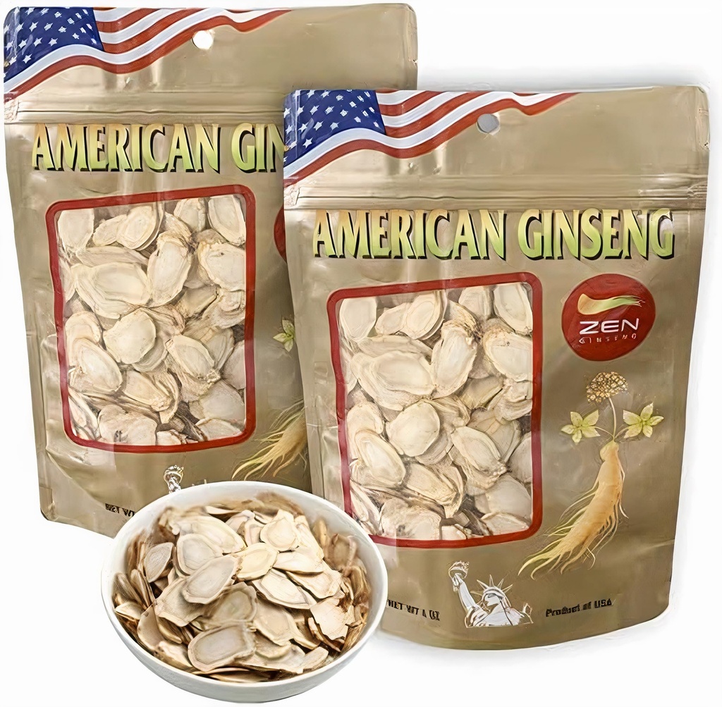 2 Bags of American Ginseng Slices (4oz/Bag) 西洋参/花旗参 Panax Ginseng. Boosts Body Immunity, Energy & Stamina for Man & Women