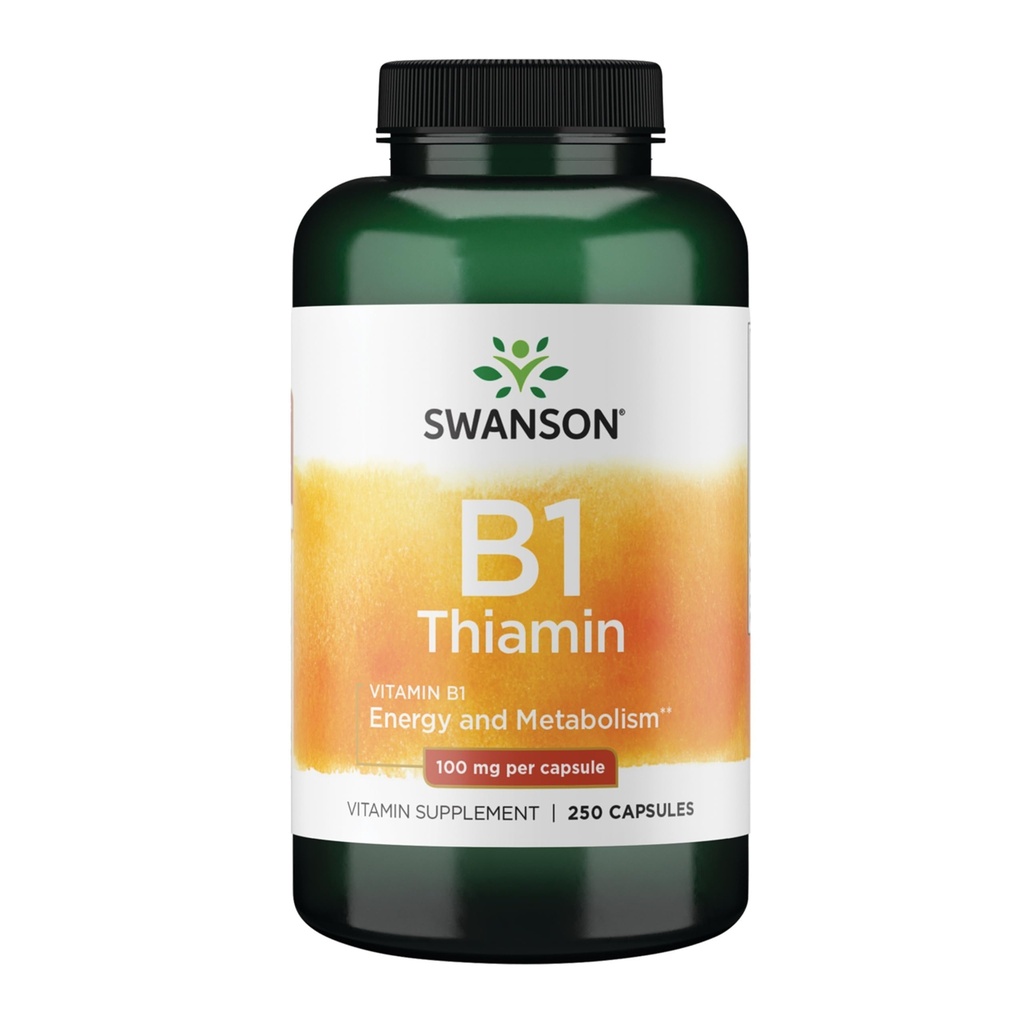 Swanson Vitamin B1 (Thiamin) - Promotes Healthy Metabolism and Provides Energy Support - Natural Vitamin Supplement Supporting Optimum Nerve Cell Function - (250 Capsules, 100mg Each)