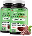 Rød Yest Rice 1200 mg Kapsler med CoQ10 - opprettholde sunne kolesterol nivåer, Herbal hjerte Helse Vegan rød yeast Rice Supplement - rød ris yeast med CoQ10 for kvinner og menn - 120 Ct (2-Pack)