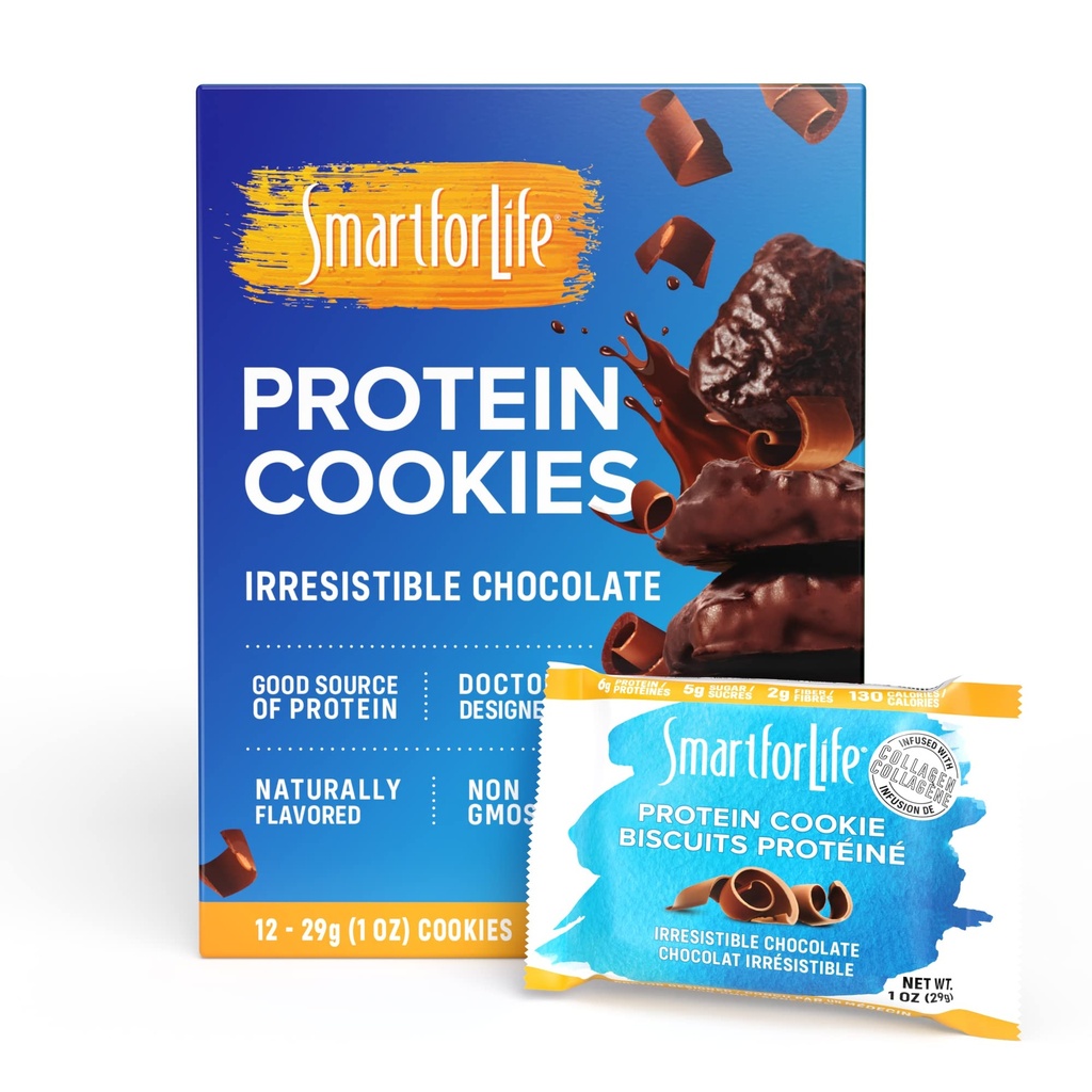 Smart for Life Chocolate Protein Cookies - Irresistible Winner High Protein Cookie Diet - 12 Count - Meal Replacement - On-the-Go Snack - Low Calorie Super High Fiber Cookies - Protein Snack