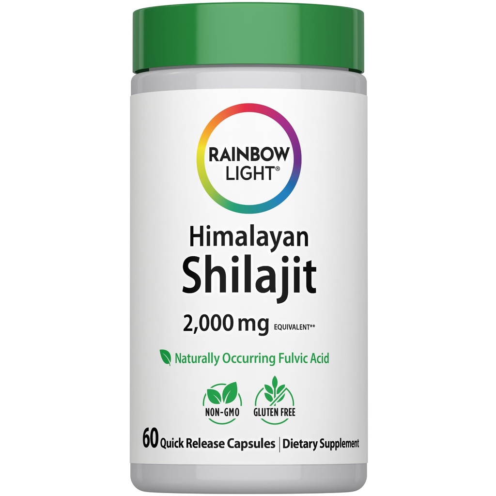 Rainbow Light Shilajit for Men and Women | 60 Capsules | Himalayan Shilajit Extract Supplement | Contains Naturally Occurring Fulvic Acid | Non-GMO and Gluten Free