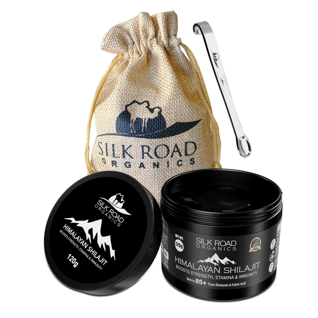 Natural Himalayan Shilajit for Men and Women – 120 gm Shilajit Soft Resin with Fulvic Acid and 85+ Trace Minerals for Metabolism, Immunity, Energy & Focus – Gold Grade Shilajit with Measuring Spoon