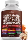 NEU AGE Lions Mane Mushroom Supplement mit Türkei Tail Reishi Cordyceps Chaga mit Marshmallow Root