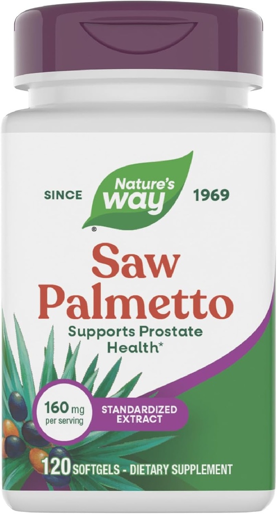 Nature’s Way Saw Palmetto Premium Extract, Prostate Health Support for Men*, 160 мг на порцию, 120 софтгелей (упаковка может отличаться)