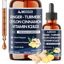 11in1 Ginger Root Liquid Drops with Vitamin D3, Vitamin K2, Turmeric, Ceylon Cinnamon, Berberine Extract, Garlic, Black Pepper and More - 1 FL Oz - 2 Month Supply