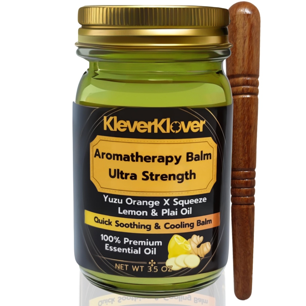 Turmeric & Plai Thai Herbal Muscle Balm with Massage Stick - Soothing & Cooling Aromatherapy Rub for Back, Neck & Joint Comfort - Citrus Essential Oils - Post Yoga & Workout Recovery Set