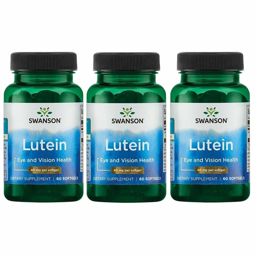 Swanson Lutein Eye Vision Retina Macula Health Supplement 40 mg 60 Softgels Sgels (3 Pack)